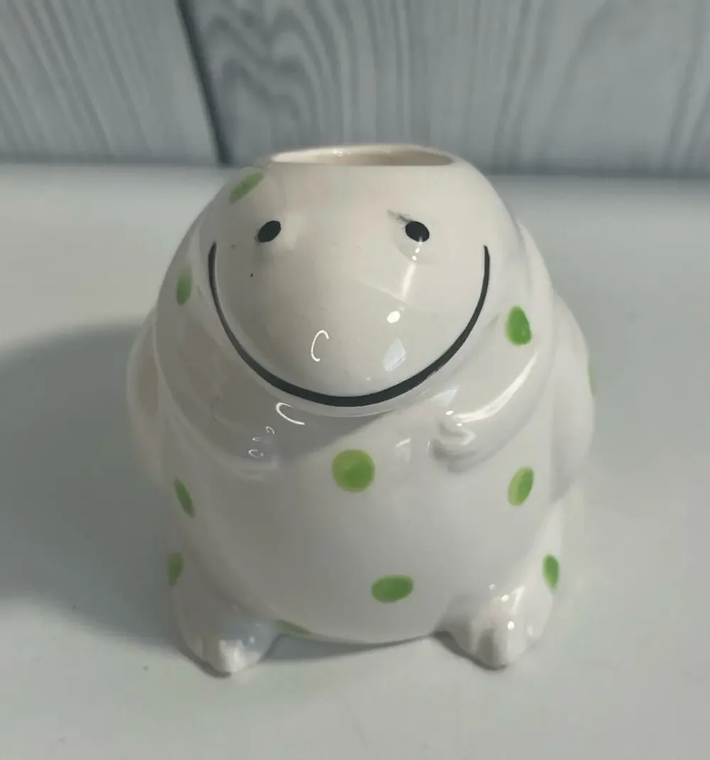 Adorable Vintage Frog Candle Holders Polka dots MCM  Japan